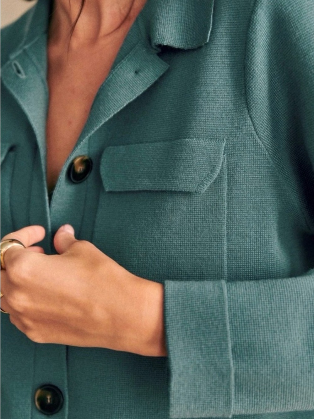 Sezane Merino Wool Betty Cardigan Sage - Size M - Picture 3 of 6